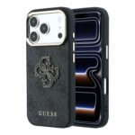 Guess PU 4G Resin Metal Logo hoesje voor iPhone 17 Pro Max en iPhone 18 Pro Max - zwart
