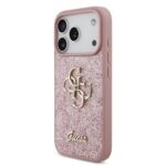 Guess PU Fixed Glitter 4G Metal Frame hoesje voor iPhone 17 Pro en iPhone 18 Pro - Roze - afbeelding 4