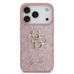 Guess PU Fixed Glitter 4G Metal Frame hoesje voor iPhone 17 Pro en iPhone 18 Pro - Roze - afbeelding 3