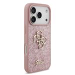 Guess PU Fixed Glitter 4G Metal Frame hoesje voor iPhone 17 Pro en iPhone 18 Pro - Roze - afbeelding 5