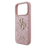 Guess PU Fixed Glitter 4G Metal Frame hoesje voor iPhone 17 Pro en iPhone 18 Pro - Roze - afbeelding 6