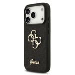 Guess PU Fixed Glitter 4G Metal Logo hoesje voor iPhone 17 Pro en iPhone 18 Pro - Zwart - afbeelding 2