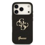 Guess PU Fixed Glitter 4G Metal Logo hoesje voor iPhone 17 Pro en iPhone 18 Pro - Zwart - afbeelding 3