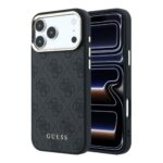 Guess PU Leather 4G Gold Frame MagSafe Hoesje iPhone 18 Pro Max / 17 Pro Max - Zwart