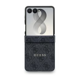 Guess PU Leather 4G Magnetisch Hoesje voor Samsung Galaxy Z Flip 8 - Zwart