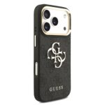 Guess PU Leather 4G Metal Logo Gold Frame Hoesje voor iPhone 17 Pro en iPhone 18 Pro - Zwart - afbeelding 4