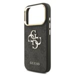 Guess PU Leather 4G Metal Logo Gold Frame Hoesje voor iPhone 17 Pro en iPhone 18 Pro - Zwart - afbeelding 5