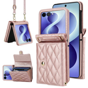 Solidenz Fashion Portemonnee hoesje met koord Samsung Galaxy Z Flip 8 – Roségoud
