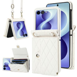 Solidenz Fashion Portemonnee hoesje met koord Samsung Galaxy Z Flip 8 - Wit