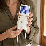 Solidenz Fashion Portemonnee hoesje met koord Samsung Galaxy Z Flip 8 - Wit - afbeelding 4