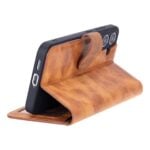 Solidenz Moda Book Samsung Galaxy A37 echt leren hoesje - Lichtbruin - afbeelding 6