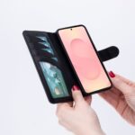 Solidenz Moda Book Samsung Galaxy A37 echt leren hoesje - Zwart - afbeelding 4