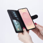 Solidenz Moda Book Samsung Galaxy A57 echt leren hoesje - Zwart - afbeelding 4