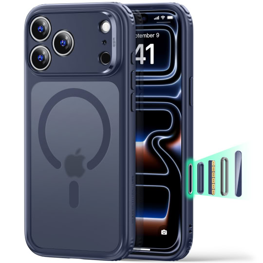 ESR Classic Hybrid MagSafe hoesje voor iPhone 17 Pro Max en iPhone 18 Pro Max - Mat Blauw