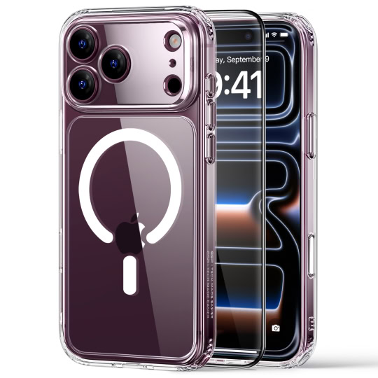 ESR Classic Hybrid MagSafe hoesje met gehard glas screenprotector voor iPhone 17 Pro en iPhone 18 Pro - Transparant
