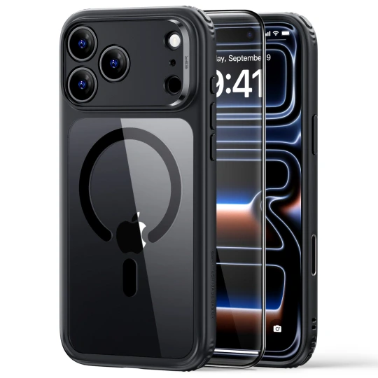ESR Classic Hybrid MagSafe & Tempered Glass hoesje voor iPhone 17 Pro en iPhone 18 Pro - Transparant/Zwart
