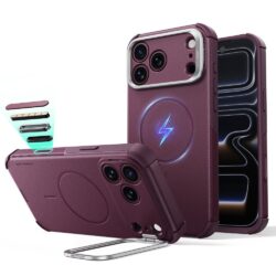 ESR Cyber Tough Kickstand MagSafe hoesje voor iPhone 17 Pro en iPhone 18 Pro - Donker bordeauxrood
