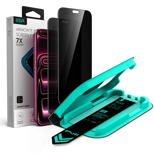 ESR Ultrafit Armorite iPhone 18 Pro Privacy Screenprotector 2-Pack Gehard Glas Zwart