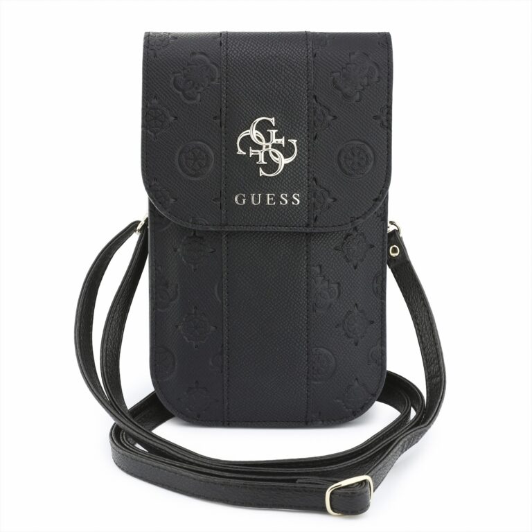 Guess 4G Peony Stripe Metal Logo telefoon crossbodytas zwart