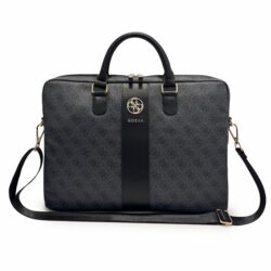 Guess 4G Stripe Metal Logo laptoptas 16 inch zwart