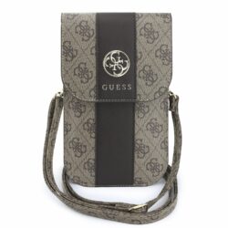 Guess 4G Stripe Metal Logo telefoon crossbodytas bruin