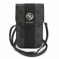Guess 4G Stripe Metal Logo telefoon-crossbodytas zwart