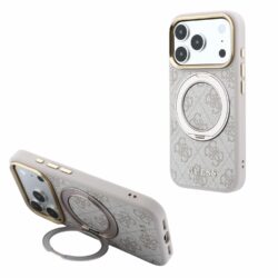 Guess PU 4G Ring Stand MagSafe hoesje voor iPhone 17 Pro Max en iPhone 18 Pro Max - Roze