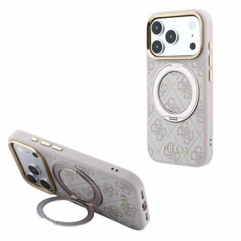 Guess PU 4G Ring Stand MagSafe hoesje voor iPhone 17 Pro Max en iPhone 18 Pro Max - Roze
