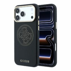 Guess PU Semi Wrap Perforated 4G Logo MagSafe hoesje voor iPhone 17 Pro Max en iPhone 18 Pro Max - Zwart