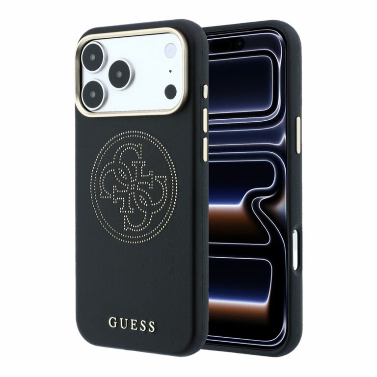 Guess PU Semi Wrap Perforated 4G Logo MagSafe hoesje voor iPhone 17 Pro en iPhone 18 Pro - Zwart