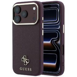 Guess Saffiano Small 4G & Classic Logo MagSafe hoesje voor iPhone 18 Pro Max / 17 Pro Max in rood