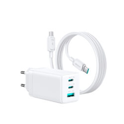 Joyroom 65W GaN-oplader met 3 poorten en 1,2 m USB-C-naar-USB-C-kabel 100W
