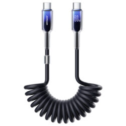 Joyroom Crystal-Clear Series USB-C naar USB-C spiraalkabel 60W 1,5 m zwart