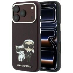 Karl Lagerfeld PU Semi Wrap Smooth Sketch Bodies MagSafe hoesje voor iPhone 17 Pro en iPhone 18 Pro, rood