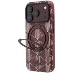 Lacoste hoesje voor iPhone 17 Pro en iPhone 18 Pro met MagSafe, ringstand en camerabescherming - Rood