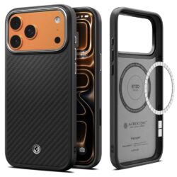Spigen Enzo Aramid T' Mag MagSafe hoesje voor iPhone 17 Pro en iPhone 18 Pro - Zwart/Zilver