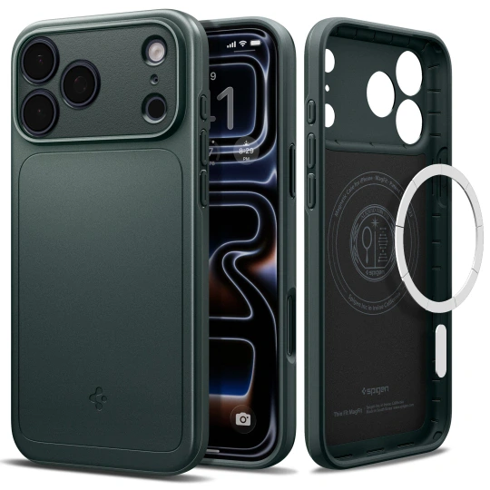 Spigen Thin Fit MagSafe hoesje voor iPhone 17 Pro en iPhone 18 Pro - Abyss Green