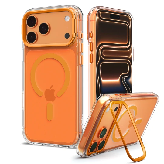 Spigen Ultra Hybrid Optik S MagSafe Backcover voor iPhone 17 Pro en iPhone 18 Pro - Transparant/Oranje