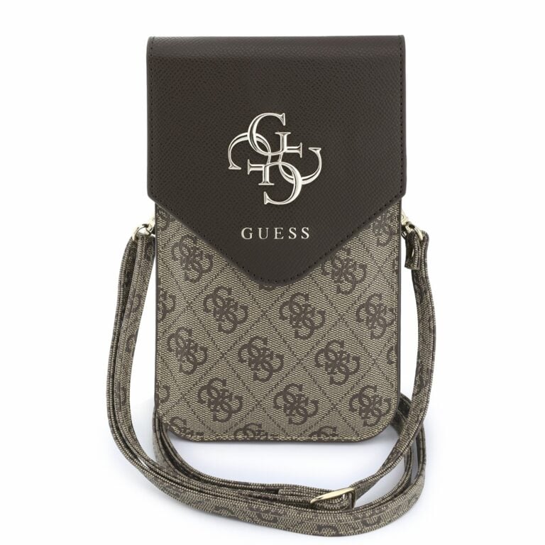 Guess 4G Metal Logo telefoon crossbodytas bruin