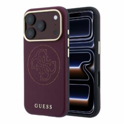 Guess PU Semi Wrap Perforated 4G Logo MagSafe hoesje voor iPhone 17 Pro en iPhone 18 Pro - Rood