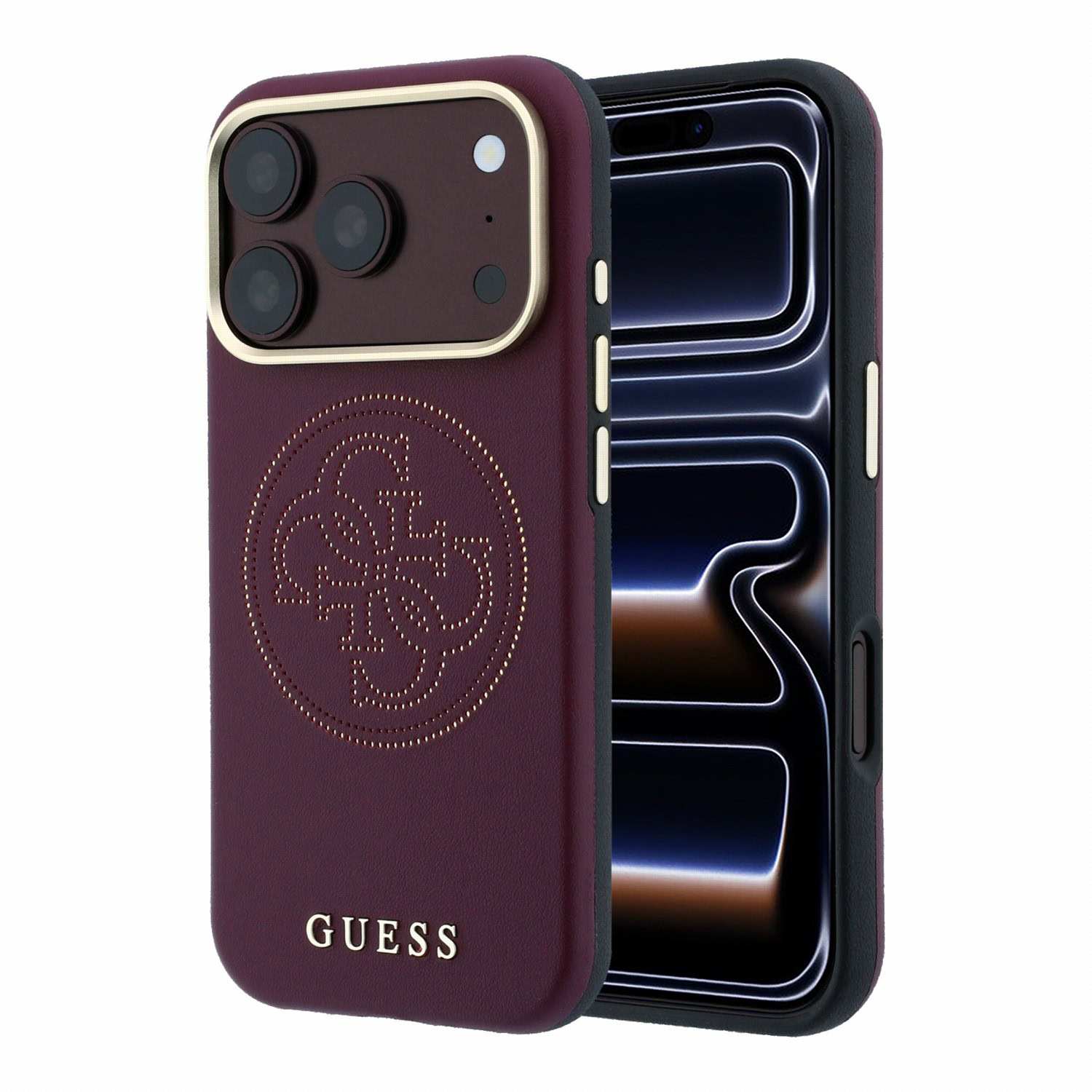 Guess PU Semi Wrap Perforated 4G Logo MagSafe hoesje voor iPhone 17 Pro en iPhone 18 Pro - Rood