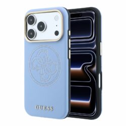 Guess PU Semi Wrap Perforated 4G Logo MagSafe hoesje voor iPhone 17 Pro en iPhone 18 Pro - Blauw