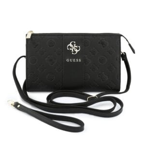 Guess PU 4G Peony Stripe Metal Logo Handtas Zwart