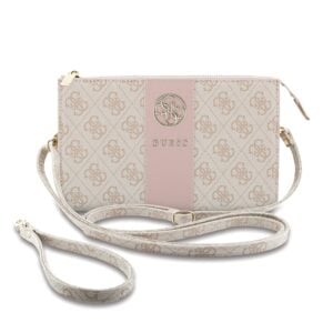 Guess PU 4G Stripe Metal Logo Handtas Roze met Afneembare Schouderriem