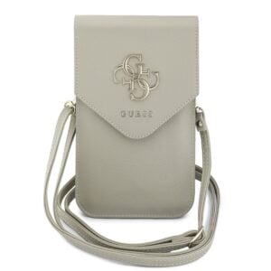 Guess PU Grained 4G Metal Logo Phone Bag Beige crossbodytas