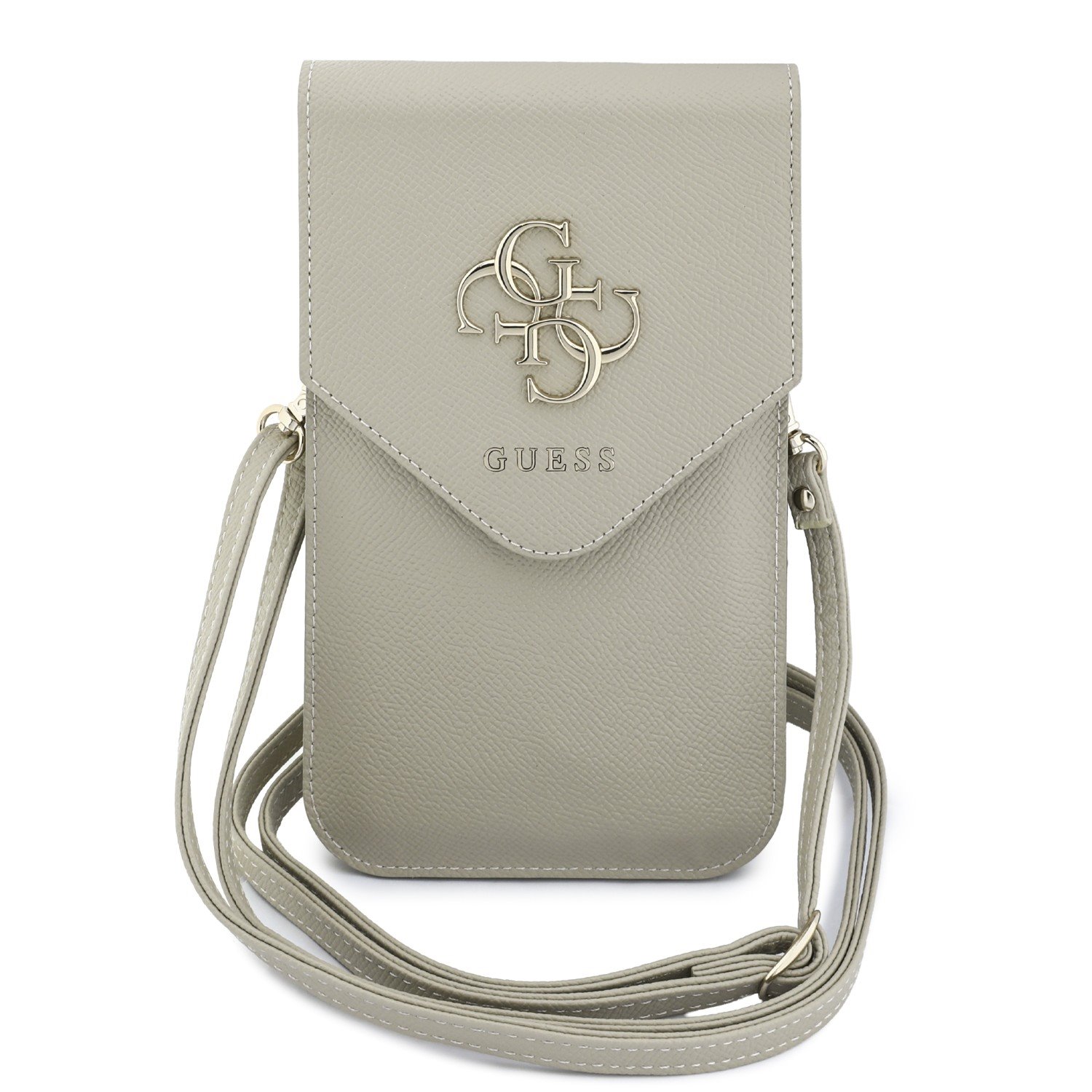 Guess PU Grained 4G Metal Logo Phone Bag Beige crossbodytas