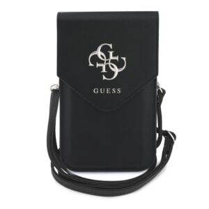 Guess PU Grained 4G Metal Logo Phone Bag Zwarte Crossbodytas