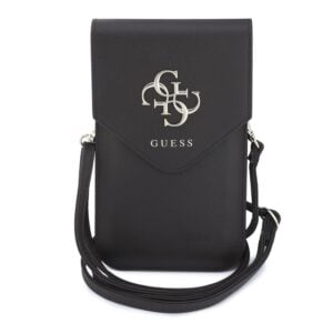 Guess PU Grained 4G Metal Logo Phone Bag telefoontasje bruin