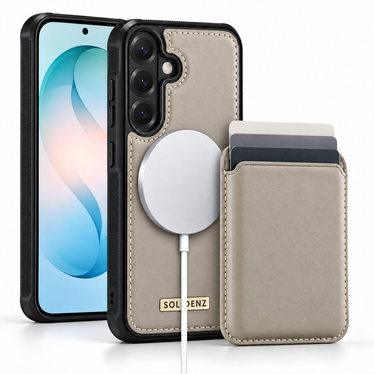 Solidenz Magnetisch Wallet Backcover voor Samsung Galaxy S25 FE - Beige