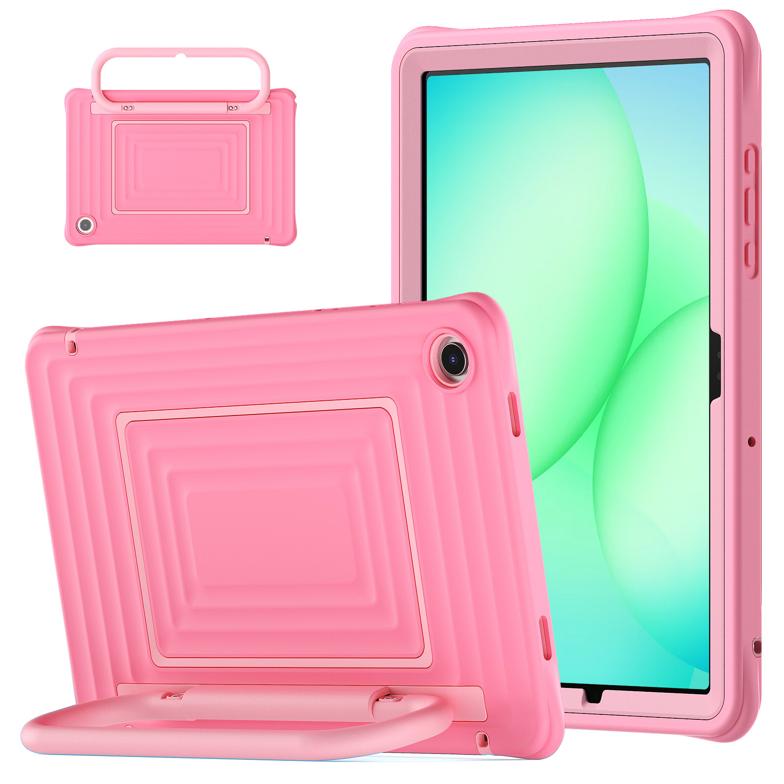 Solidenz WaveCase kinderhoes voor Samsung Galaxy Tab A11 Plus en Samsung Galaxy Tab A9 Plus, Roze met ingebouwde screenprotector